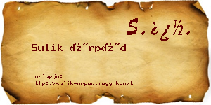 Sulik Árpád névjegykártya